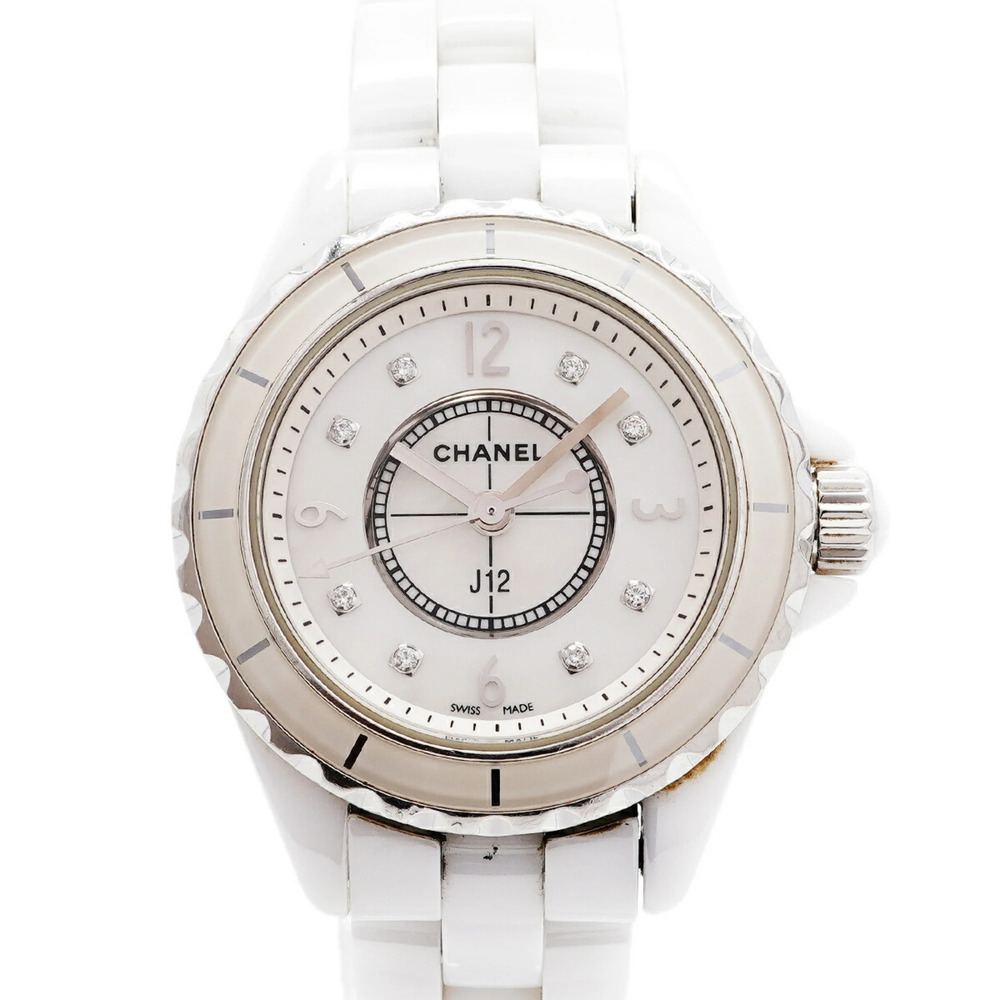 Chanel J12 8P Diamond H2570 White Dial Women's Watch